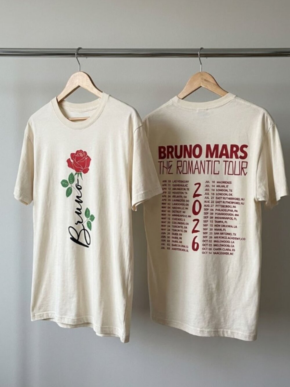 Bruno Mars The Romantic Tour 2026 Sand T-Shirt Reprint